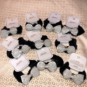 Hair scrunchies with rhinestones and pearls bow 10pc